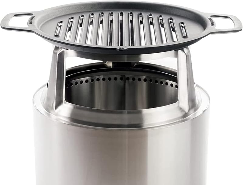 Bonfire Grill Top and Hub, estufa de hierro fundido con buje de acero inoxidable para elevación de 8", adición para fogata, peso: 20 lbs, diámetro: 17.5"