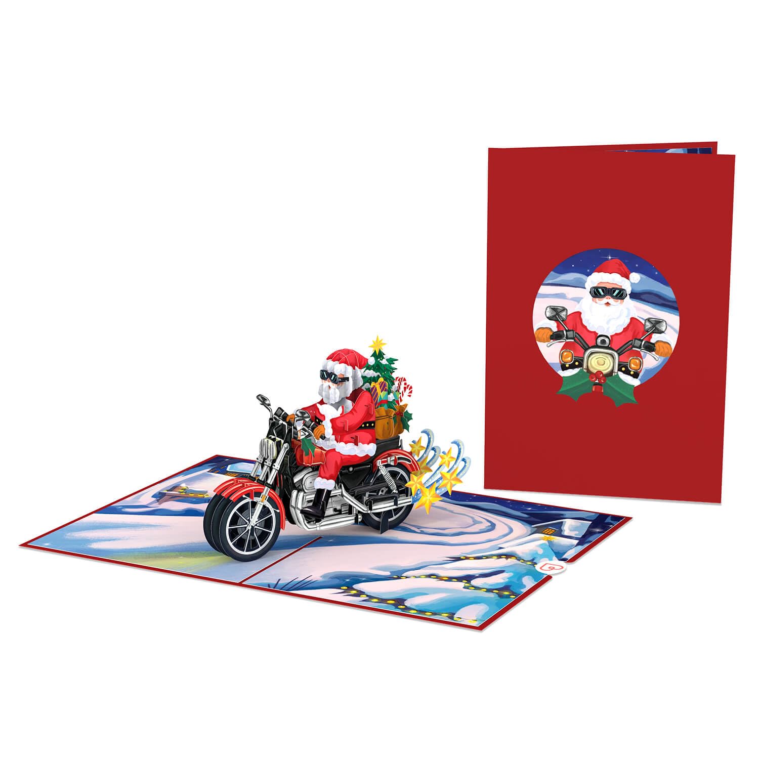Lovepop Christmas Pop-Up Card For Her And Him - 3D Holiday Greeting Cards For Boys, Girls, Men, Women - Santa Biker 5" X 7" Motorcycle - Blank Note Card & Envelope Included - View #6