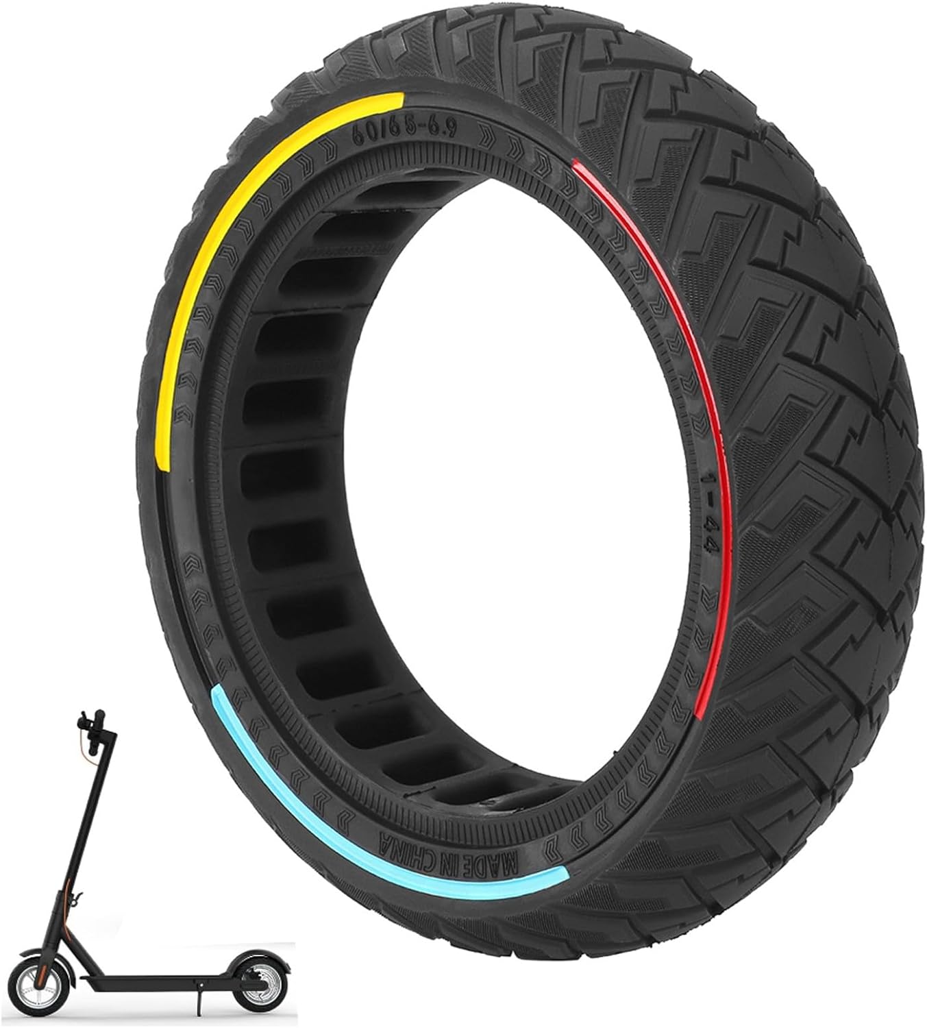 60/65-6.9 Scooter Tire Solid,10inch Solid Scooter Tire,Electric Rubber Tubeless Scooter Wheels for Ninebot Max G2 G65 Front or Rear Replacement Solid Tires(Multicolor)