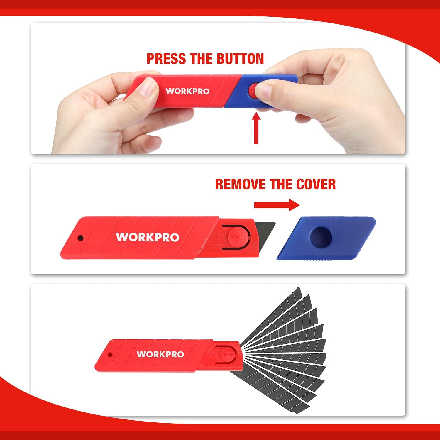 WORKPRO 18mm Snap-off Blades, SK5 Steel Replacement Blade Fits all 18mm Utility Knife & Box Cutter, Pack of 100 - Image 5