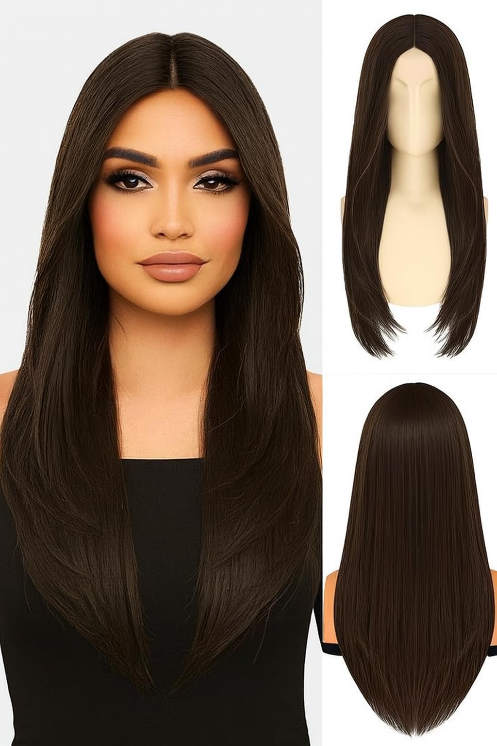 Real Hair Wig for Women Natural Heat Resistant Wig with Centre Parting | Washbale | Perfect for Daily Parties & Cosplay Fashion Use | Wig Cap & Hair Brush-image-35