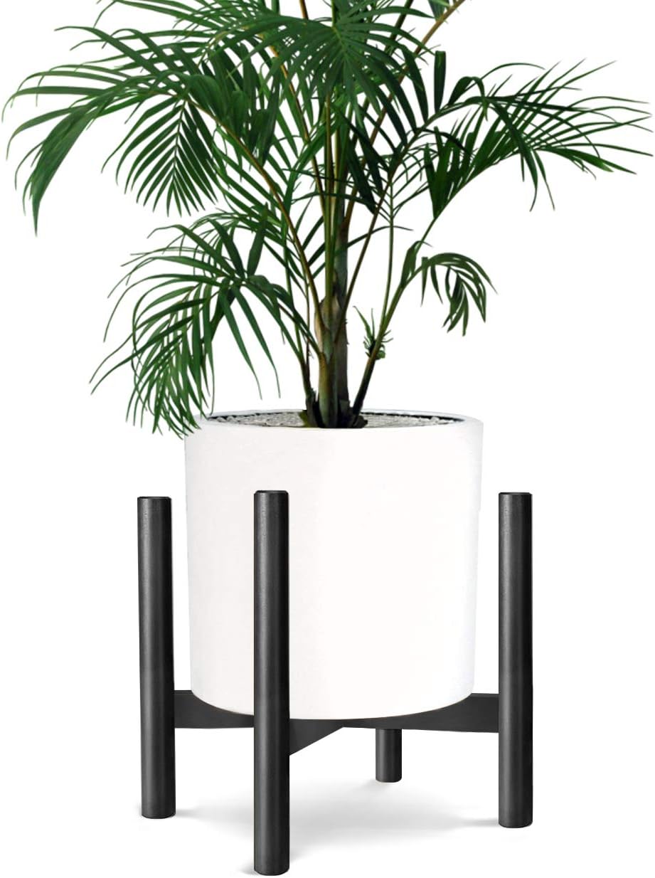 Honest Mid Century Modern Wood Indoor Plant Stand,(Plant and Pot NOT Included) Rustic Wood Flower Pot Holder (Fits Pots:12"-14",Black)