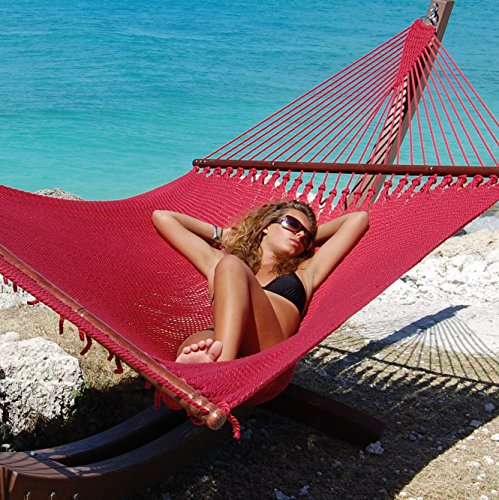 Jumbo Caribbean Hammock - 55 Inch - Soft-Spun Polyester (Red) #TOP5