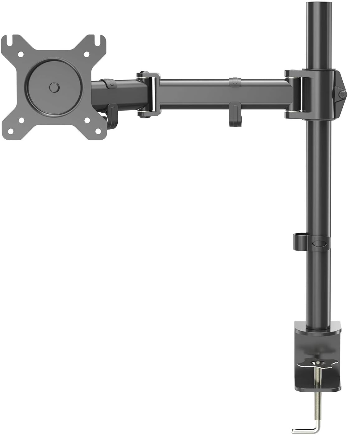 PROMIC Single LCD Monitor Stand Desk Mount Heavy Duty Fully Adjustable Monitor Arm with Tilt and Swivel, Fits Screens up to 27", 17.6 lbs Capacity (C-Clamp Base)