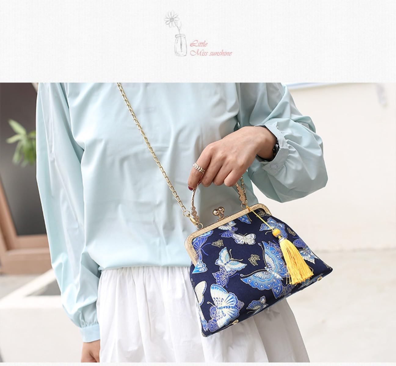 Vintage Evening Chain Handbag with Embroidered for Women Chinese Purse Crossbody Evening clutch bag