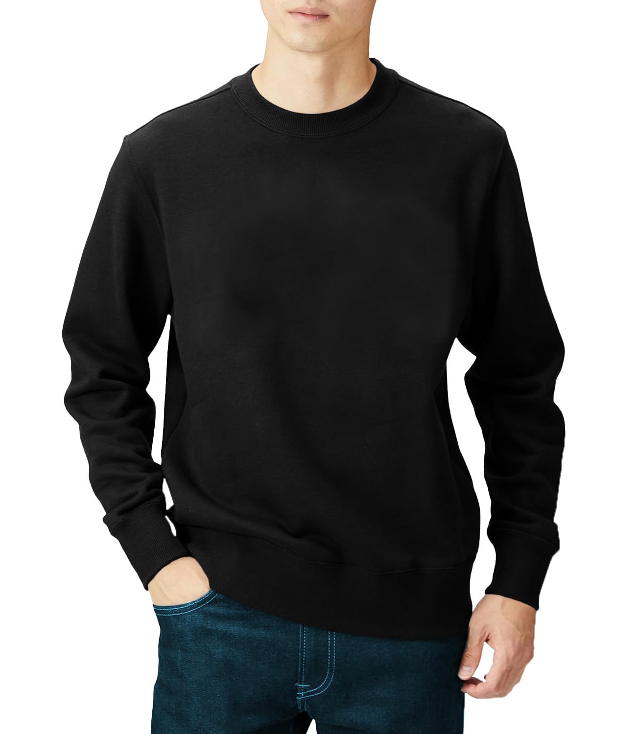 Men's Cotton Stretchable Round Neck Full Sleeve Regular Fit Sweatshirt Comfy Winter Wear Pullover Tshirt Men| Women| Girls and Boys L332 7800 (44_Black)-picture-16