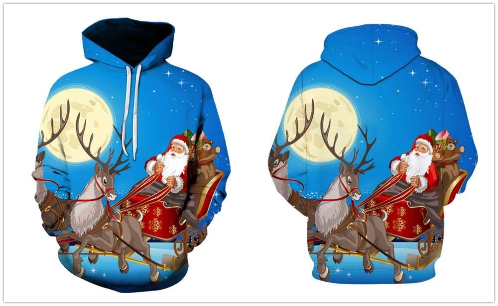 Santa Moon Bluza z kapturem z nadrukiem 3D Sweter Student Jesień/Zima Moda Sweter Dziecięca odzież świąteczna