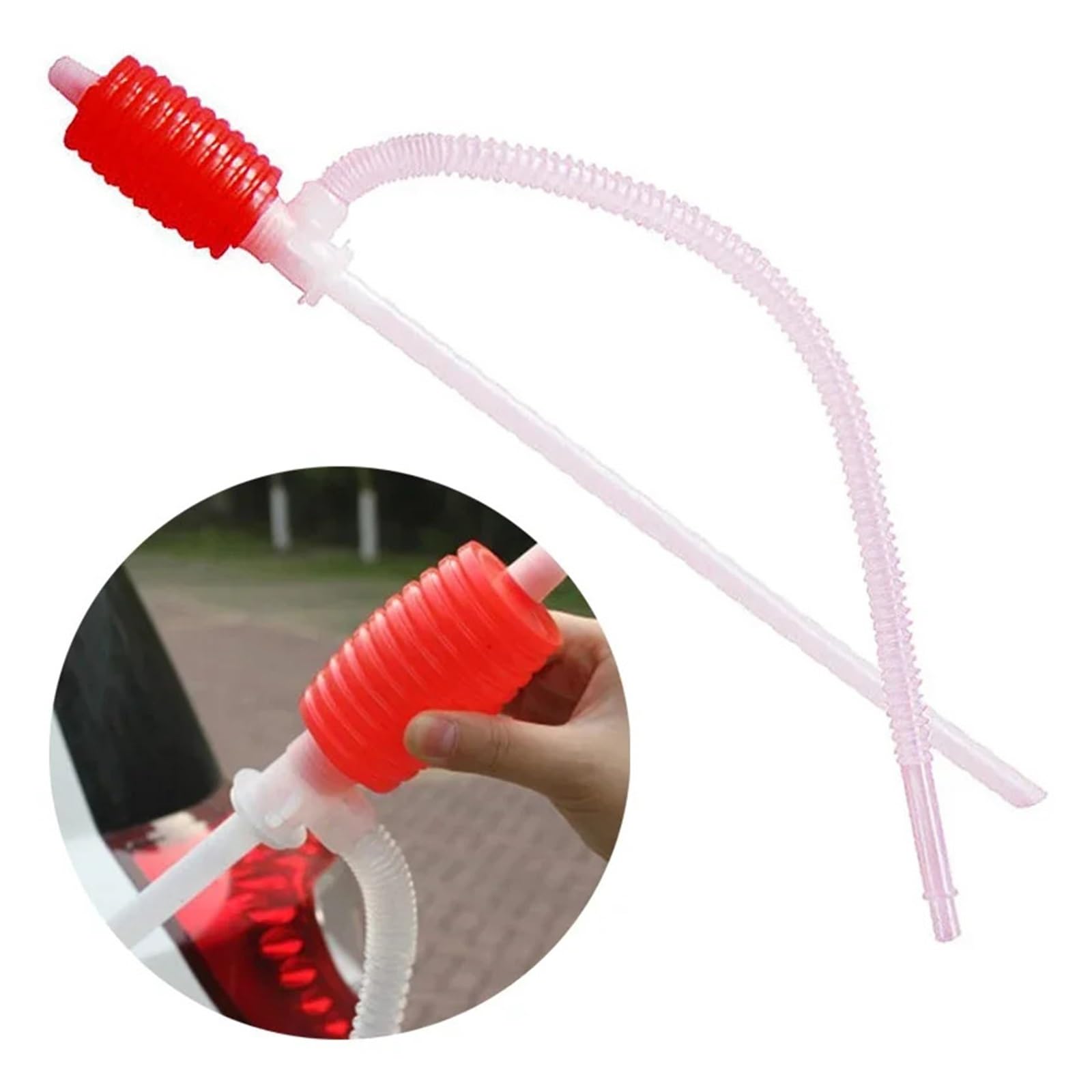 Pompa a tamburo, 2 pezzi, pompa manuale di trasferimento del carburante, sifone a mano, tubo per estrazione olio, per auto, moto e uso domestico, pompa a barile (rosso)
