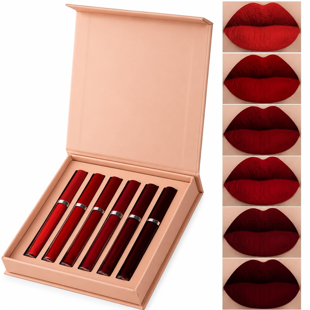 Matte Liquid Lipstick Set of 6 (21 ml) | Maroon & Red lipstick Shades | Waterproof Long-Lasting Smudge-Proof Lipsticks | Highly Pigmented Perfect Liquid Lipstick gift set for women (Set C)-image-27