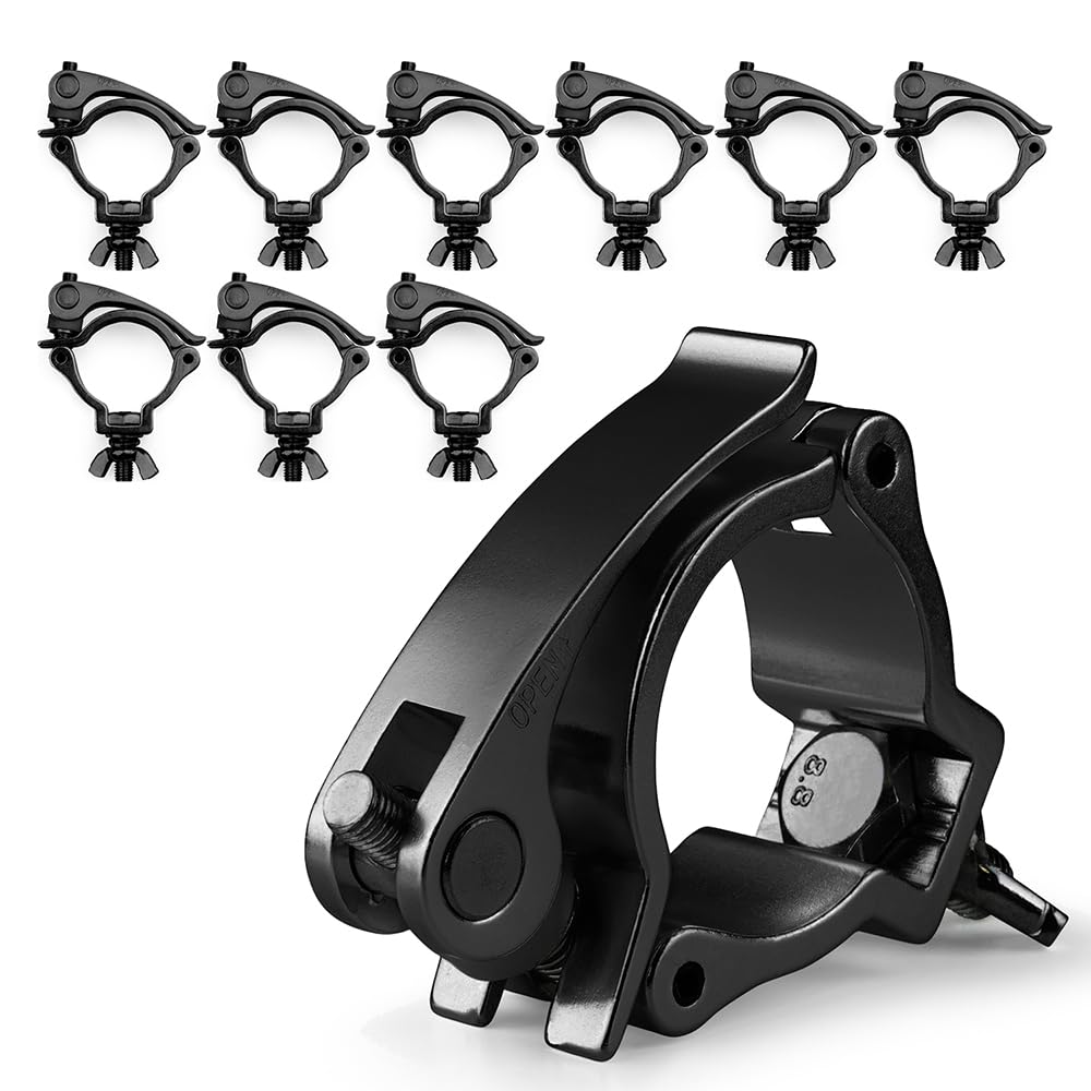 Beamz Black 10X Bc50b-50 Quick Release Half Coupler Lighting Clamps - 100Kg Capacity, Fits 48-51Mm Tubes, Aluminum, Ideal For Stage And Theatrical Lighting, Stage Lighting Clamps, Half Coupler Clamp