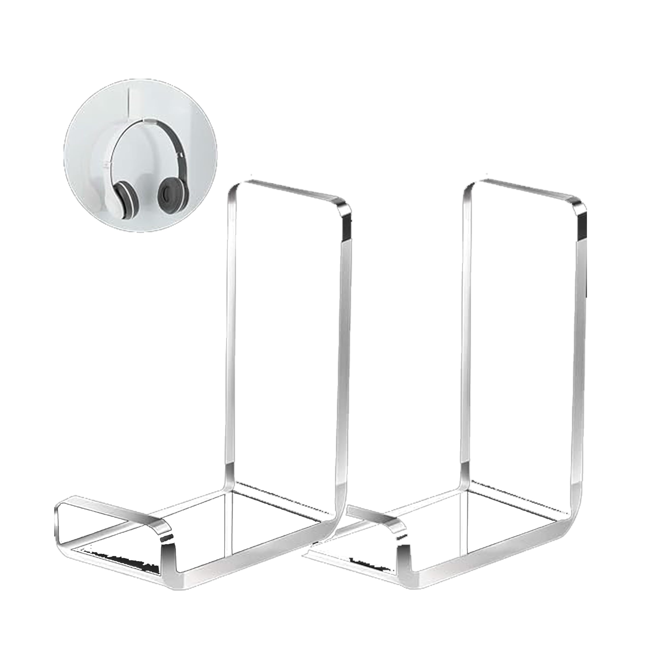 Shivanshi Creations Acrylic Headphone Stand Hanger | Universal Headset Wall Mount Hook with Strong Adhesive Tape | Space-Saving Headphone Holder for Desk, Wall, Gaming Setup & Office (Pack of 2)