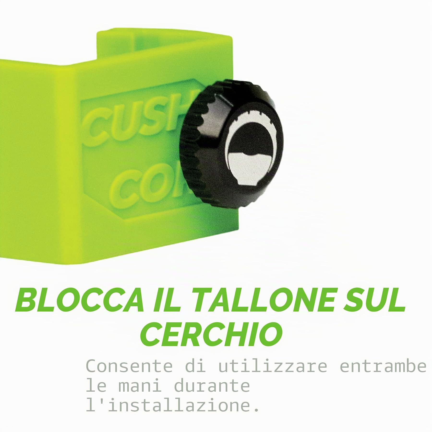 CushCore Bead Bro - Attrezzo per facilitare l'installazione di inserti della ruota, blocca il tallone in posizione, con paracolpi in gomma, plastica resistente, compatibile con ogni ruota (singolo)