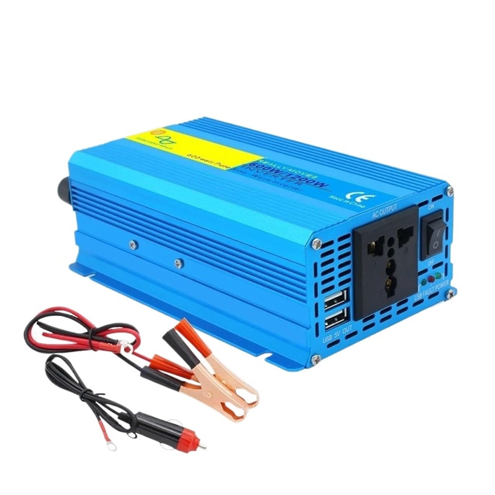 Convertidor Inversor Transformador Inversor De Potencia De Onda Sinusoidal Pura De 1000 W A 4000 W, Convertidor De CC 12 V/24 V A CA 220 V/60 Hz con Puertos De Carga USB.(1200W-12V-60hz-UN)