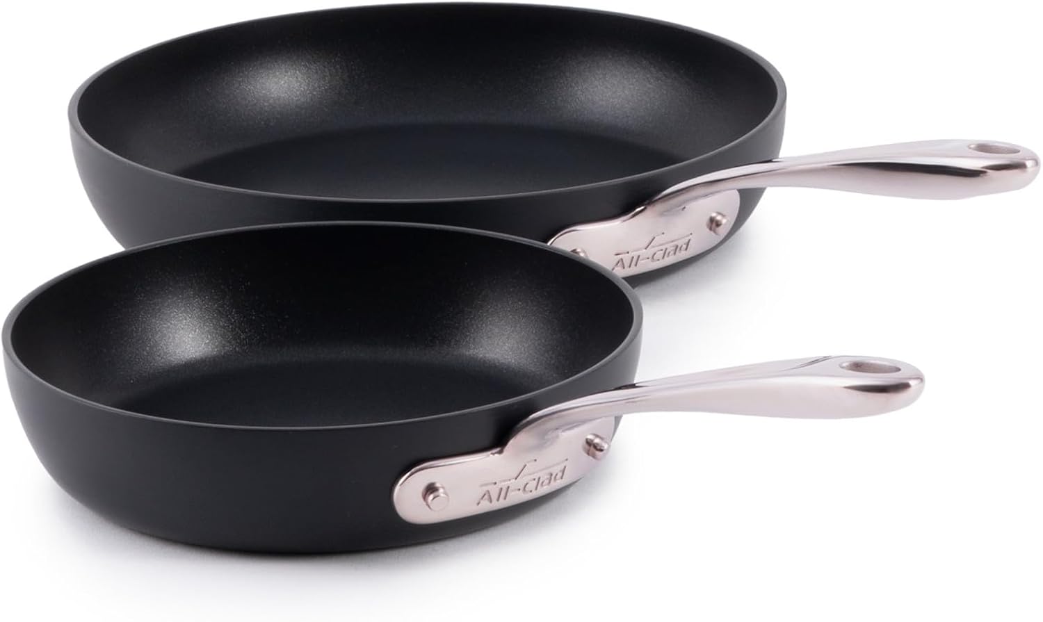 All-Clad Hard Anodized Essentials Nonstick Fry Pan 2 Piece Set, 10.5" & 12" Induction, Oven Safe 500F, Kitchen Frying Pans, Skillets, Ergonomic Handle, Premium Cookware, Dishwasher Safe, Black - Thumbnail 3