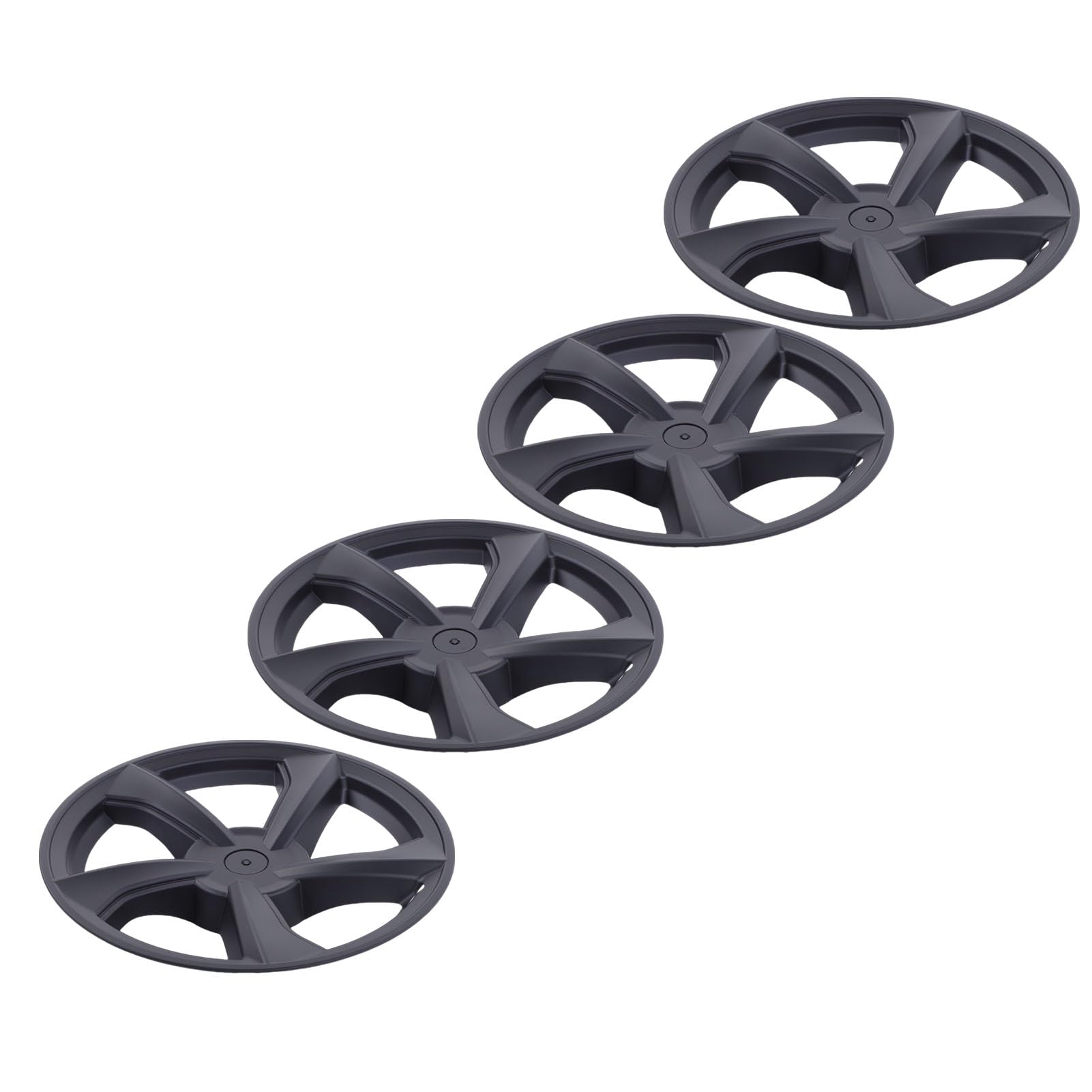 4PCS 19 pollici Coprimozzo Copricerchi di ricambio a scatto per modello Y Juniper 2025 2026 Elegante resistente plastica ABS Nero Spirale Design aerodinamico