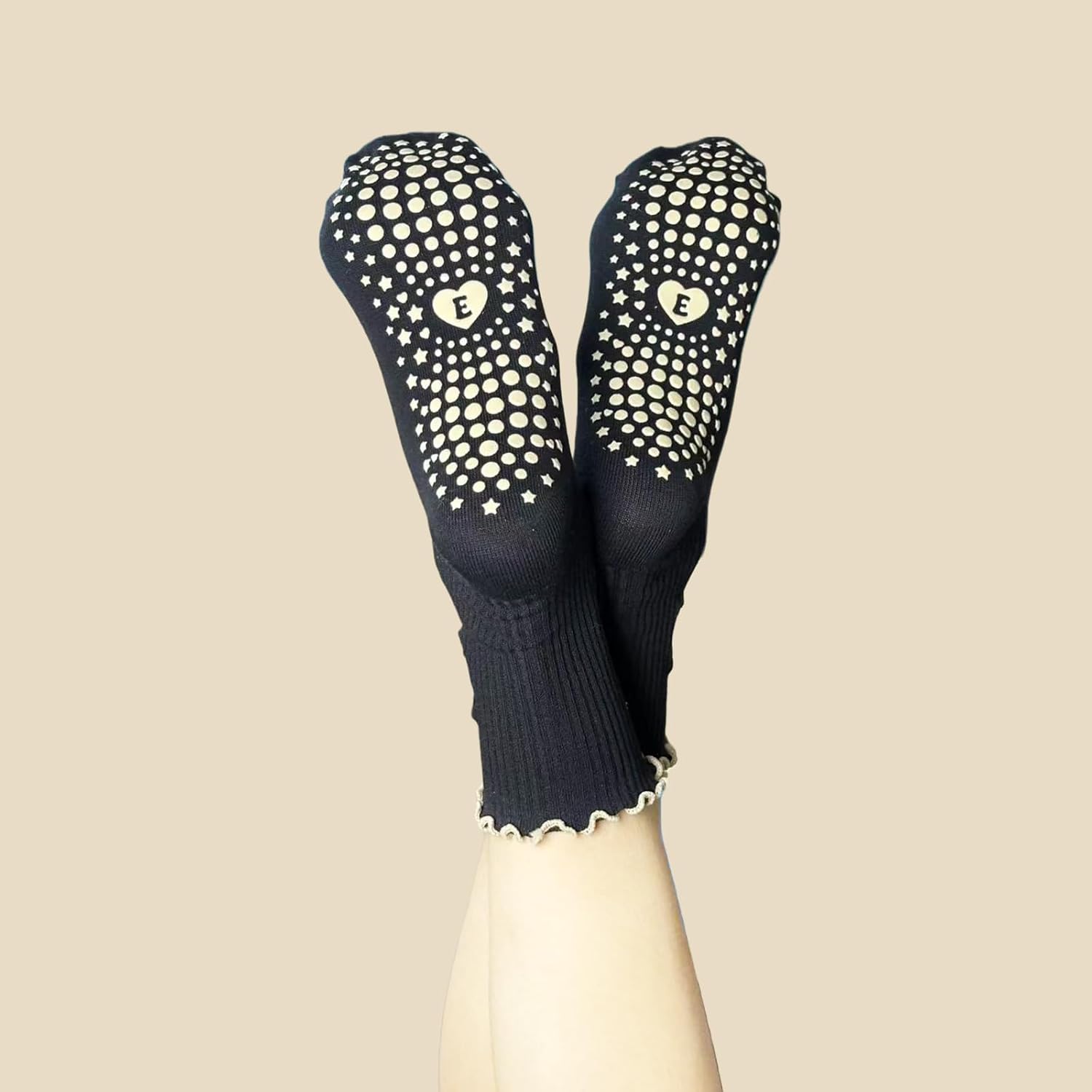 3 Pairs Cute Pilates Grip Socks for Women, Ruffle Yoga Non Slip Barre Socks for Workout & Dance - Image 7