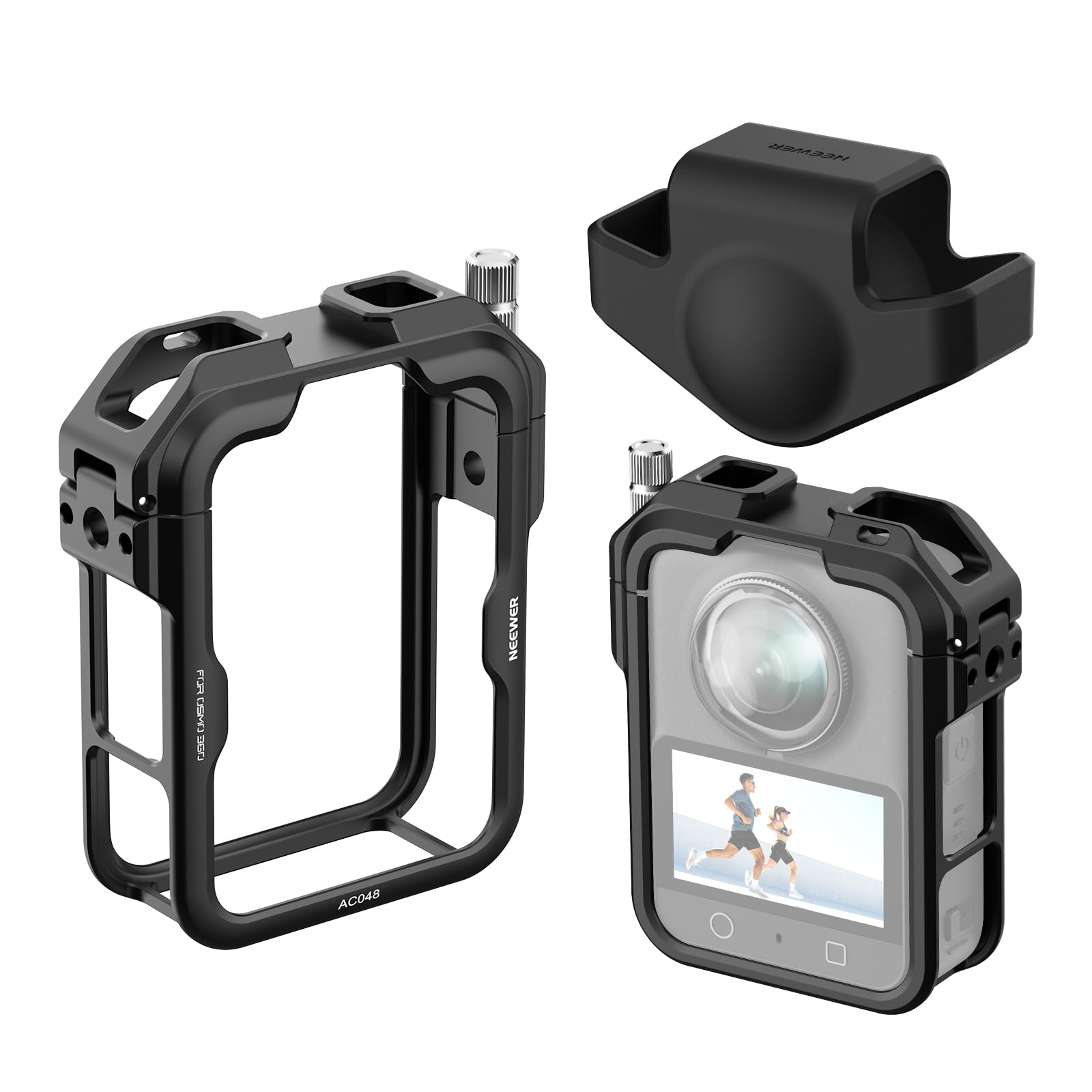 NEEWER Osmo 360 Cage Stabilizer Rig Video for Action Camera Aluminum Alloy with Protective Cover, Compatible with DJI Osmo 360 Combo Accessories and Quick Release Magnetic Ecosystem, AC048