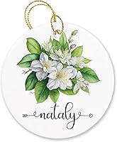 Vista 24 de Adorno de Navidad de flor de caléndula 2025, adorno de Navidad personalizado de caléndula para familiares y amigos, regalo personalizado