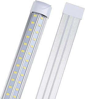 LED Shop Light, 4FT 50W 6500LM 5000K, Daylight White, V Shape 4 Row, Clear Cover, Hight Output, Linkable Shop Lights, T8 LED Tube Lights, LED Shop Lights for Garage 4 Foot with Plug (Pack of 4)
