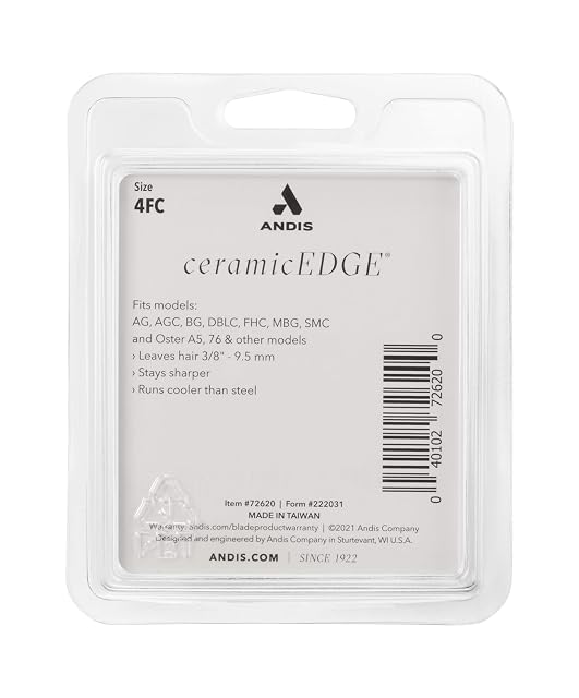 Foto 4 de 4 de Andis 72620 CeramicEdge Cuchilla cortapelos para mascotas de acero con infusión de carbono, tamaño 4FC
