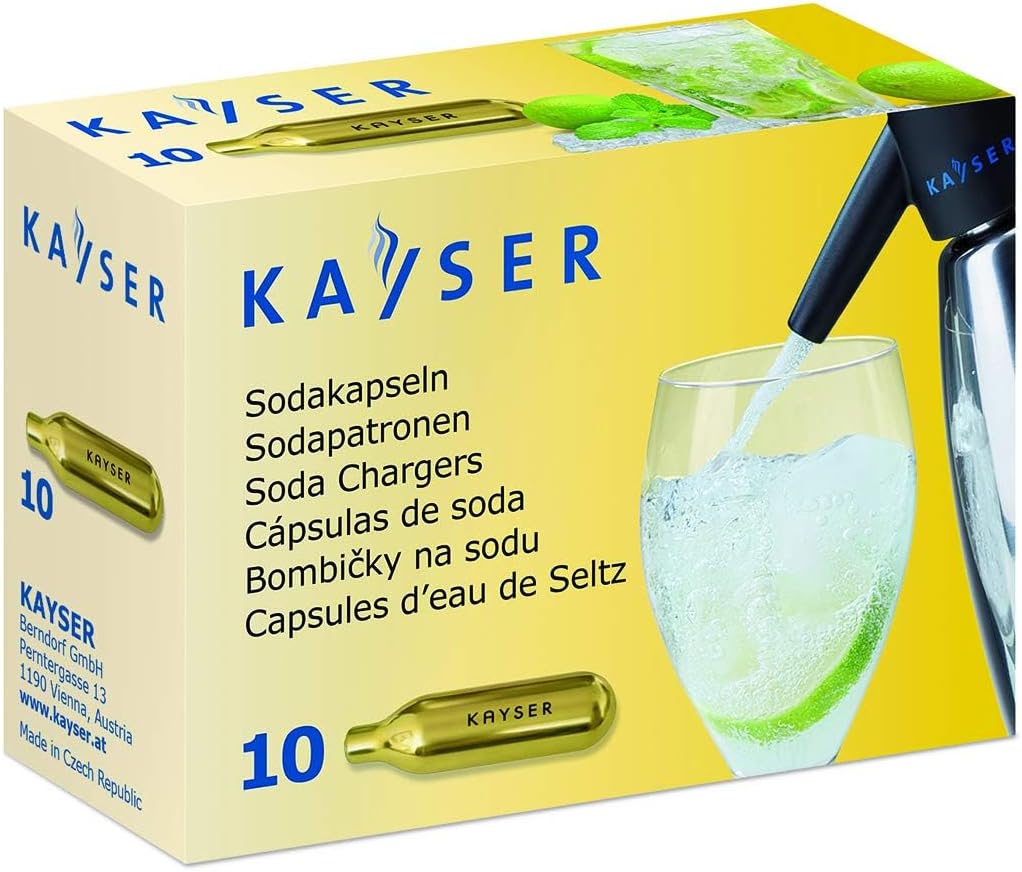 Kayser 10Count CO2 Soda Chargers Seltzer Bottle Chargers