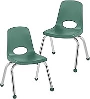 Vista 79 de FDP 13050-LG - Silla escolar apilable de 18 pulgadas, asiento apilable para estudiantes con patas de acero cromado y deslizadores giratorios