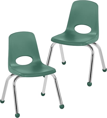 Vista 80 de FDP 13050-SF - Silla apilable de 18 pulgadas, asiento apilable para estudiantes con patas de acero cromado y deslizadores giratorios; para aula