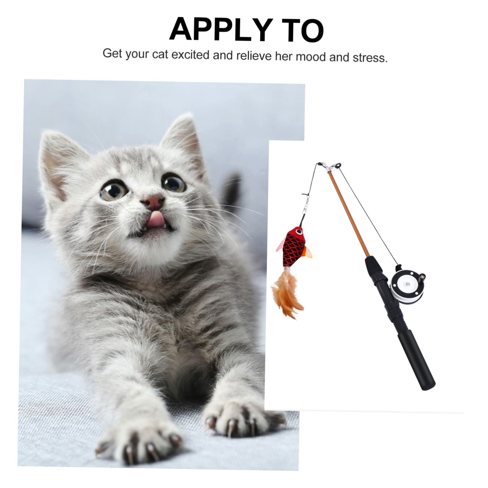 Beaupretty 3pièces Canne à Taquiner Chat Interactive avec Poisson Simulé Élastique Extensible pour Chats Amusants Et Actifs