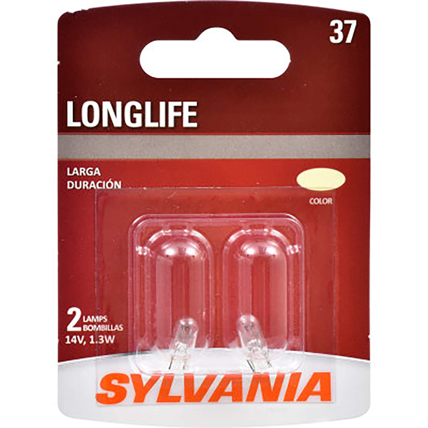 SYLVANIA 37 Long Life Miniature Bulb, (Contains 2 Bulbs)