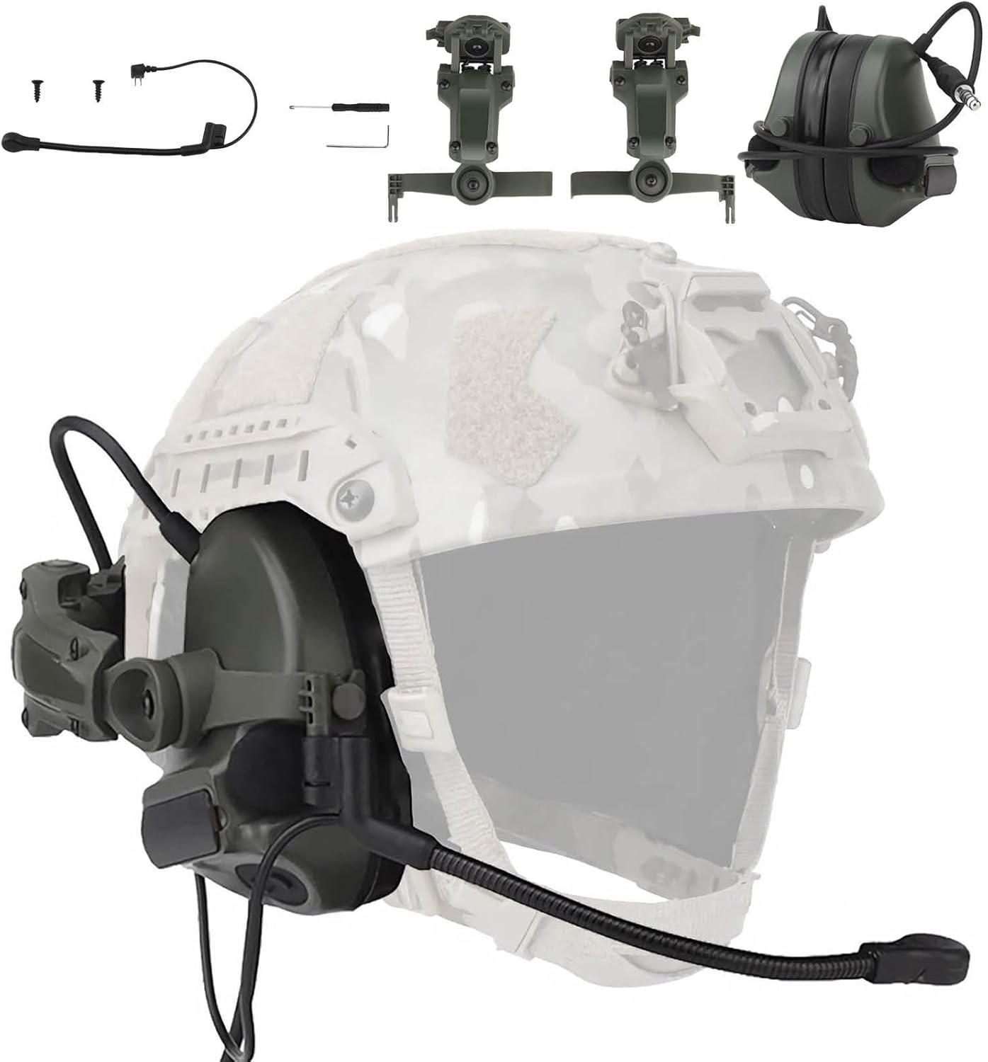 Tactical Headset with ARC Rail Adapter Hearing Protection with Silicone Ear Pads for Shooting Hunting