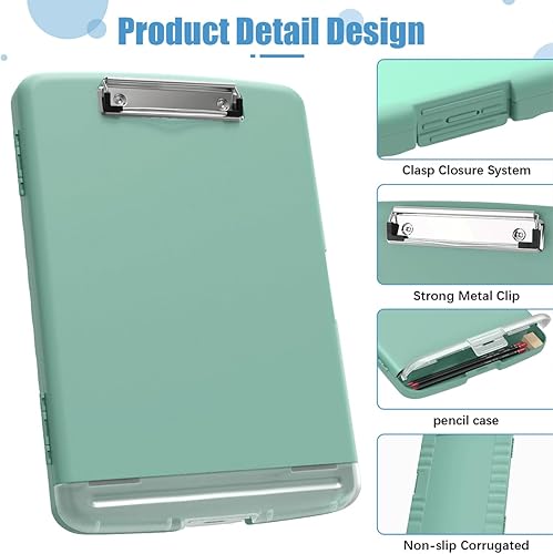 Miniatura 2 de Hongri Portapapeles con almacenamiento con soporte para bolígrafo, carpeta con clip de enfermería, 8.5 x 11 apertura lateral, alta capacidad, peso