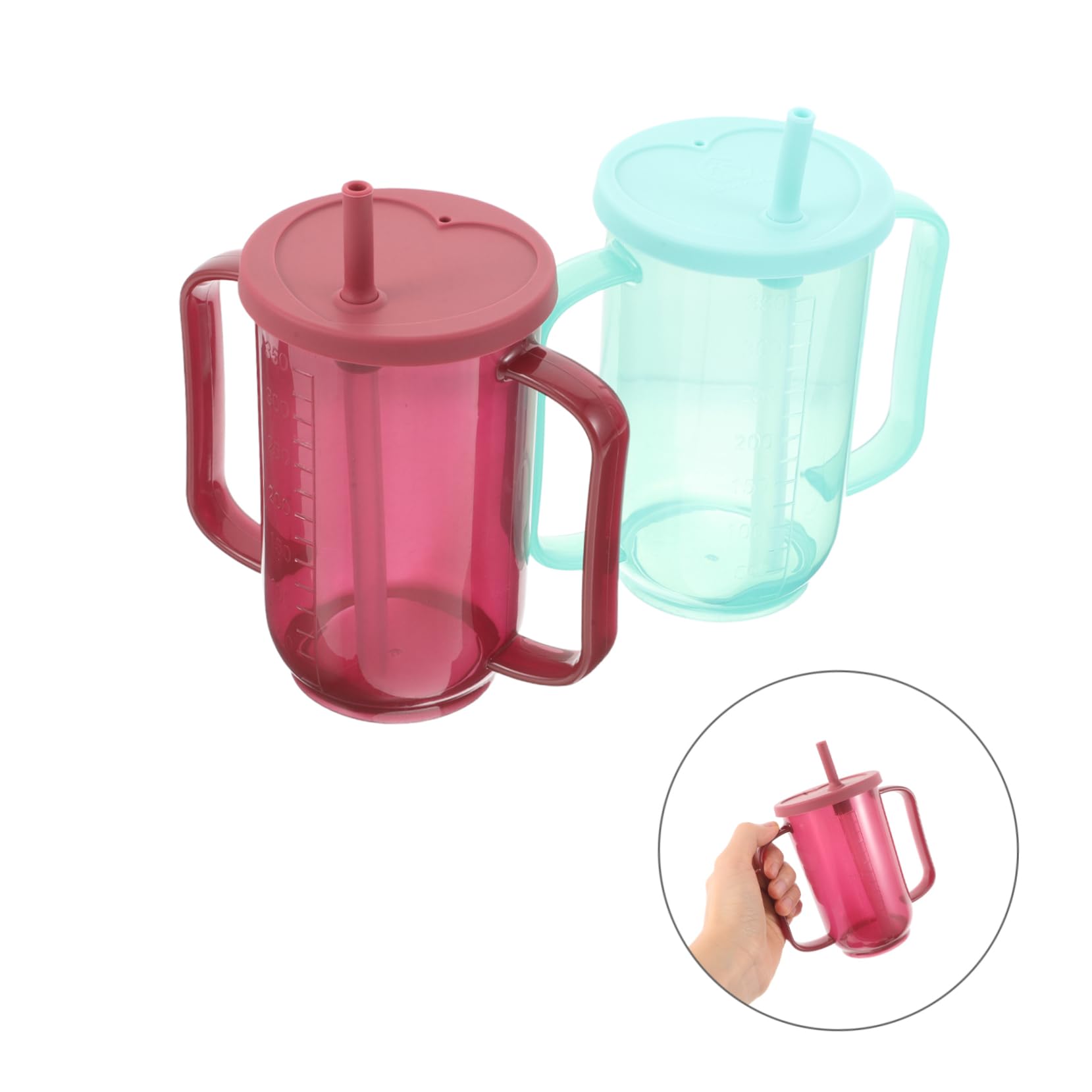 Healeved 2 Tazze Con Beccuccio Per Adulti Per Anziani, Antigoccia, Per Disfagia, Con Cannuccia, Adatte A Pazienti Costretti Adulti Disabili.