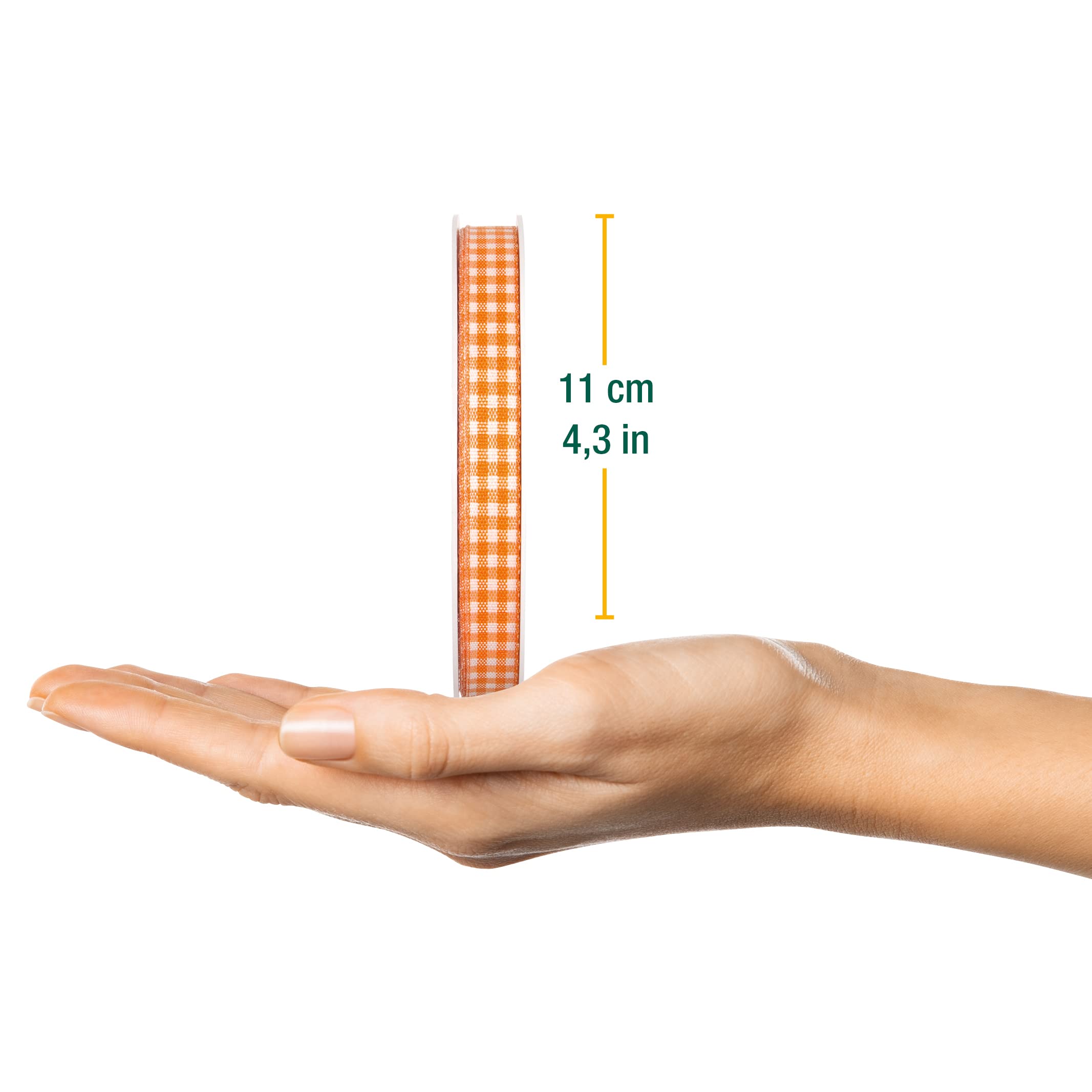 Halbach Seidenbänder Premium Vichy Checked Gift Ribbon (Orange), 10 mm - Image 2
