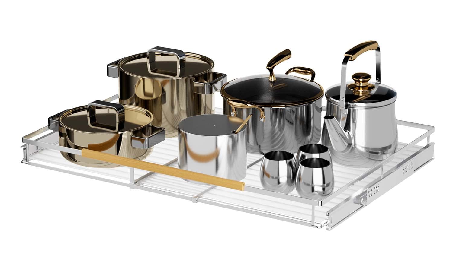 WEJIPP Pull Out Cabinet Drawer Organizer Expendable Slide Out Pantry Storage Shelves Heavy Duty Stainless Steel Shelf for Kitchen Bathroom Cabinet Pantry Closet Under Sink Divider Organization