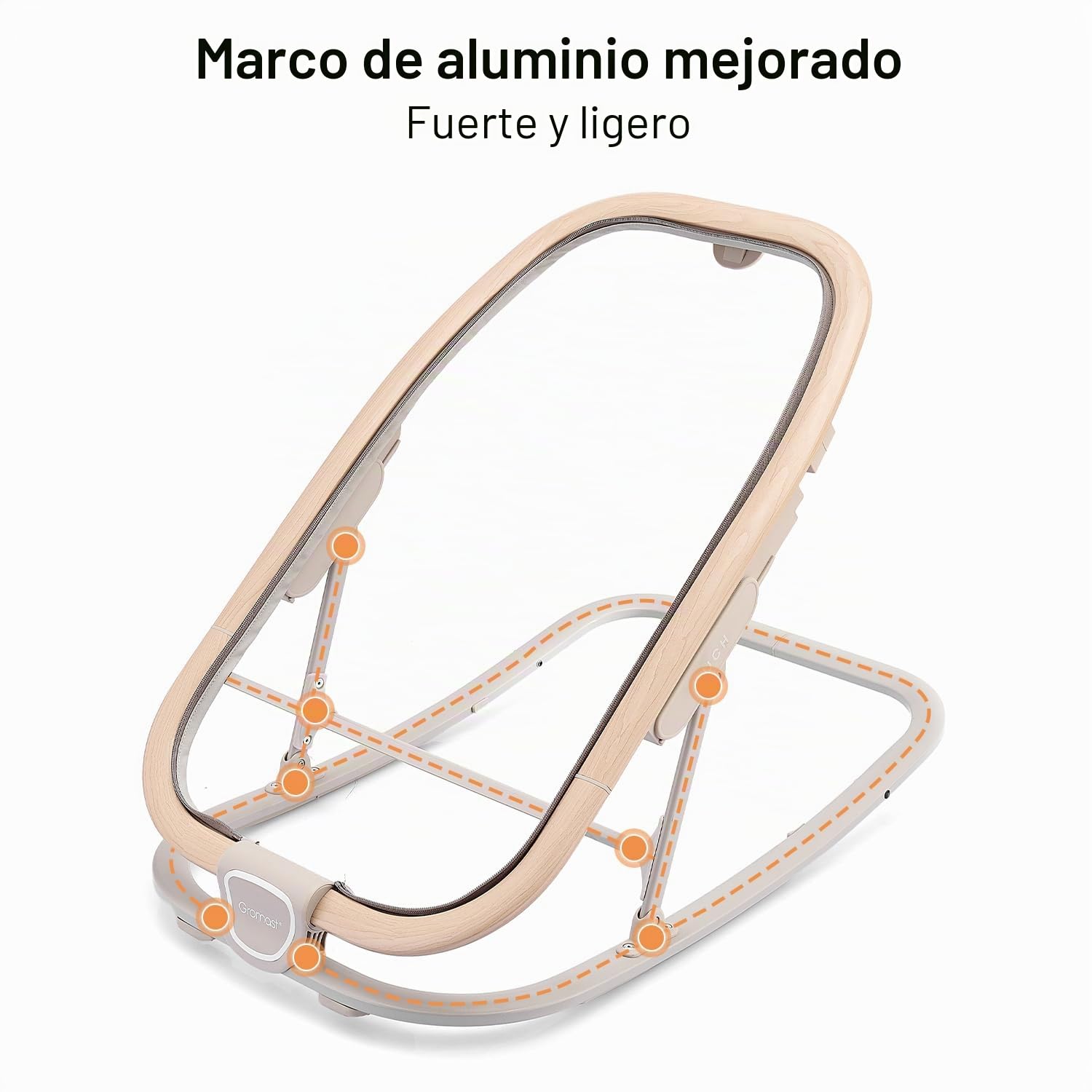 Gromast Silla hamaca 2 en 1 para bebés, hamaca portátil con 3 posiciones de reclinación, juguetes colgantes y bolsa de viaje - Gris claro