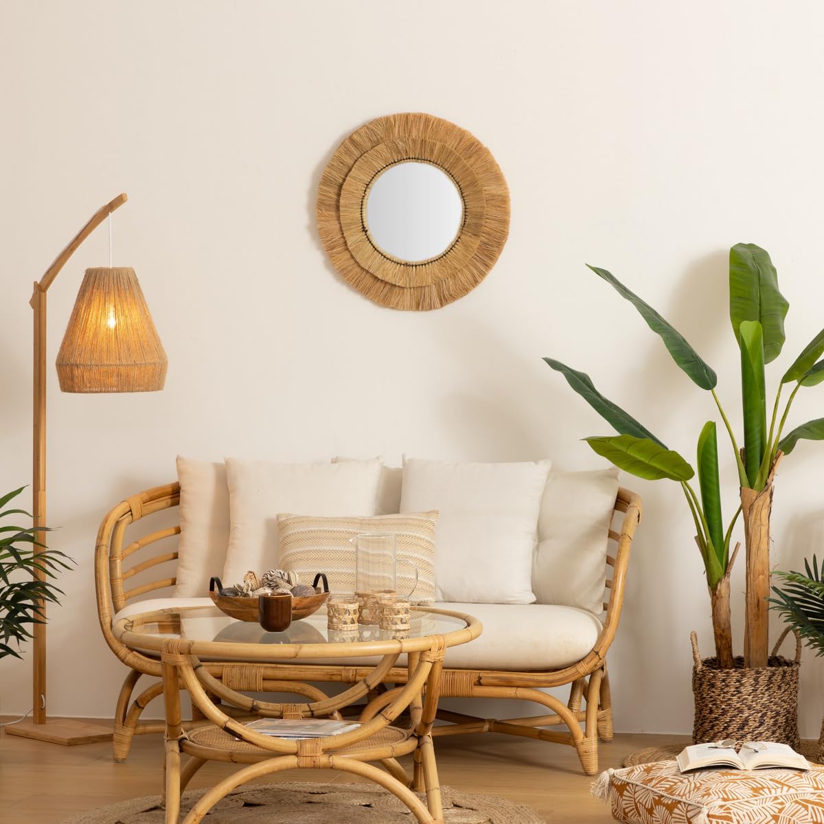 Atmosphera - Espejo «Safari» - Rafia D57 cm