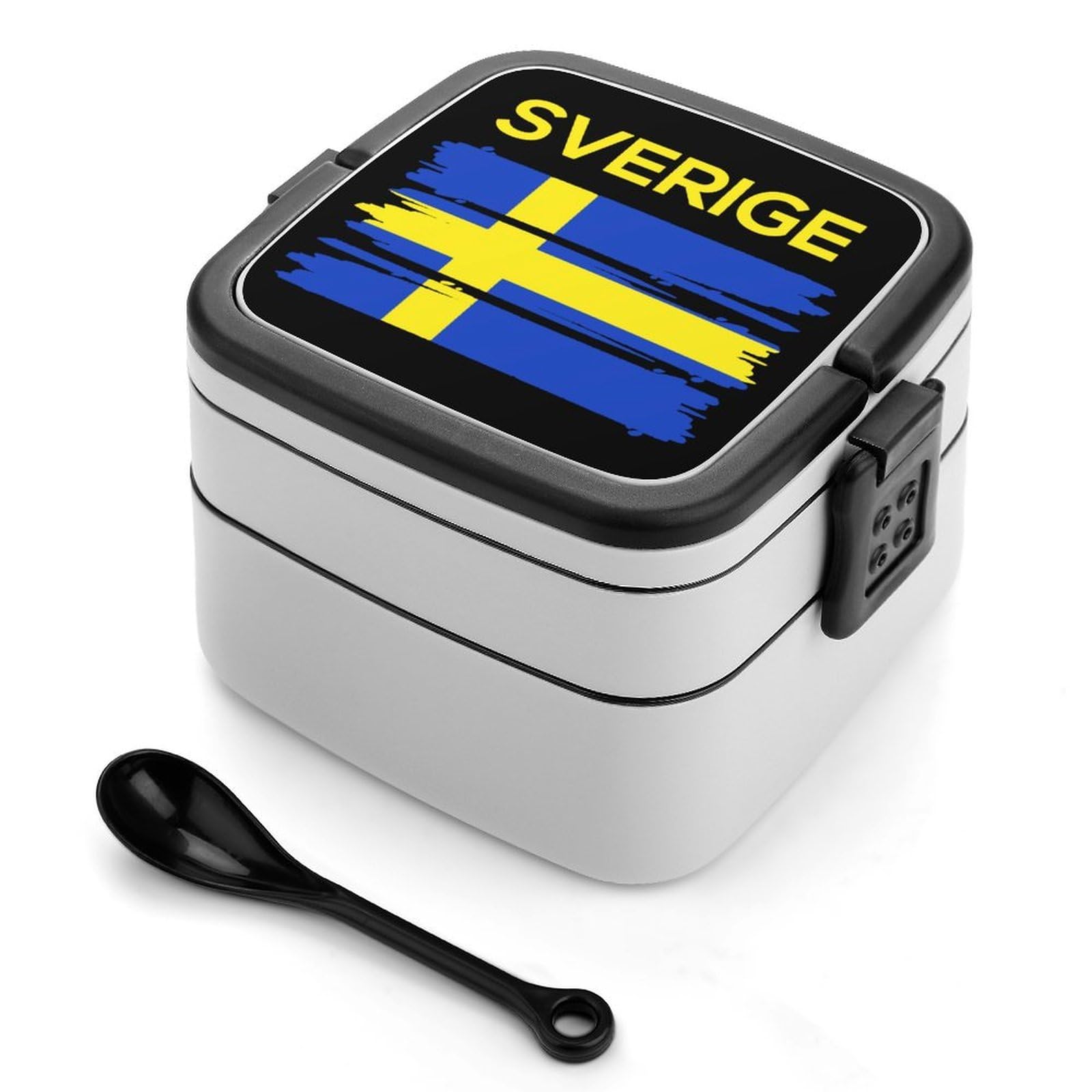 CGSBNGHA Sverige Sweden Swedish Flag Bento Lunch Box 2 Layer Lunchbox Food Container for Adults Office