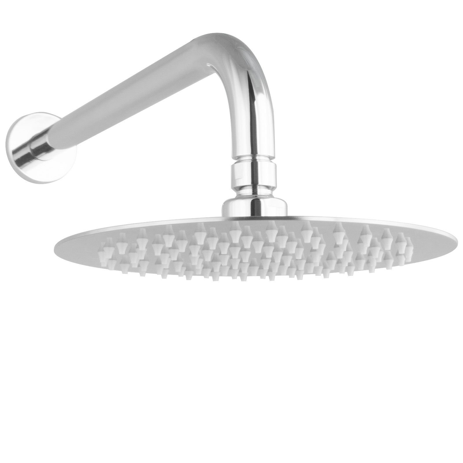 Ducha de Cabeza 20 cm Acero Inoxidable con Brazo de Ducha, Acabado Pulido Brillante, Brazo de Latón 33 cm, Rosca 1/2 Pulgadas