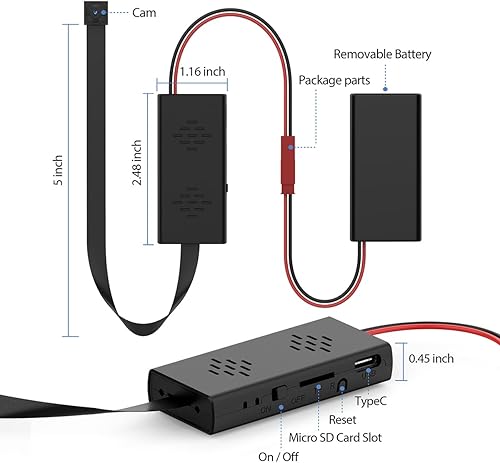 Miniatura 7 de Mini cámara oculta Full 4K HD, módulo DIY, control remoto inalámbrico, pequeña cámara de niñera con tarjeta SD 64G gratis, equipo de vigilancia