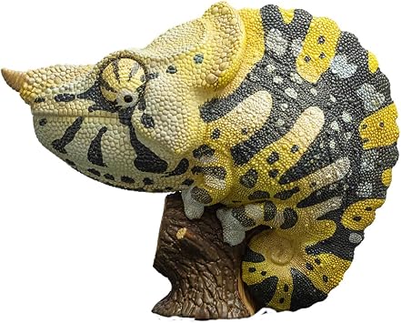 IFiDEA Animal Heavenly Body Series 15 Chameleon Chubby Collectible Figurine - Reptile Statue for Home Office Decor, Realistic Sculpture Trioceros melleri - Mellers Giant One-Horned Chameleon