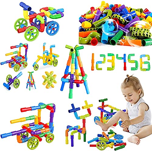 Image of AEXONIZ TOYS Pipe Puzzle Building Blocks Toy Set for 3-8 Years Old Kids Boys & Girls, Random Color (75 Piece) (Pipe Shape Building Block)