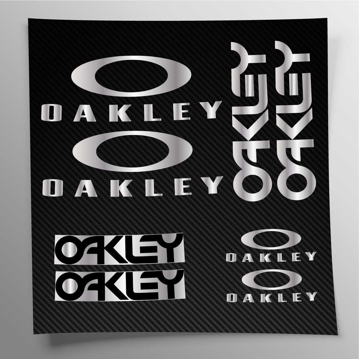 Stickersland® Kit Compatible with Mountain Bike Frame and Helmet | Decals Sticker Decal Bike Logos | Stickersland® - Oakle (Metallic Silver)