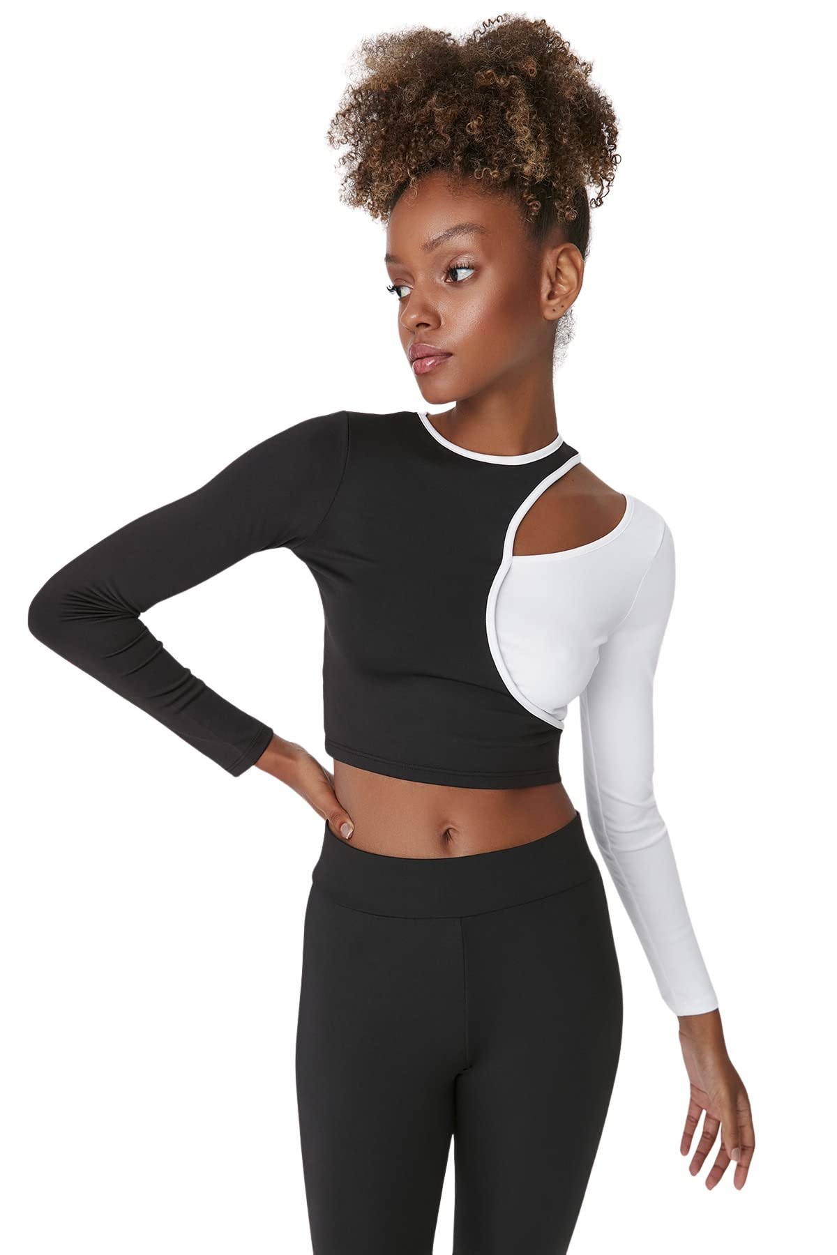 Trendyol Damen Schwarz Strickbluse Mit Rundhalsausschnitt Hemd, Xs