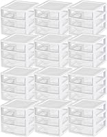 Vista 11 de Sterilite Clearview - Unidad de almacenamiento de escritorio pequeña con 3 cajones multiuso de plástico, para el hogar, aulas u espacios de oficina
