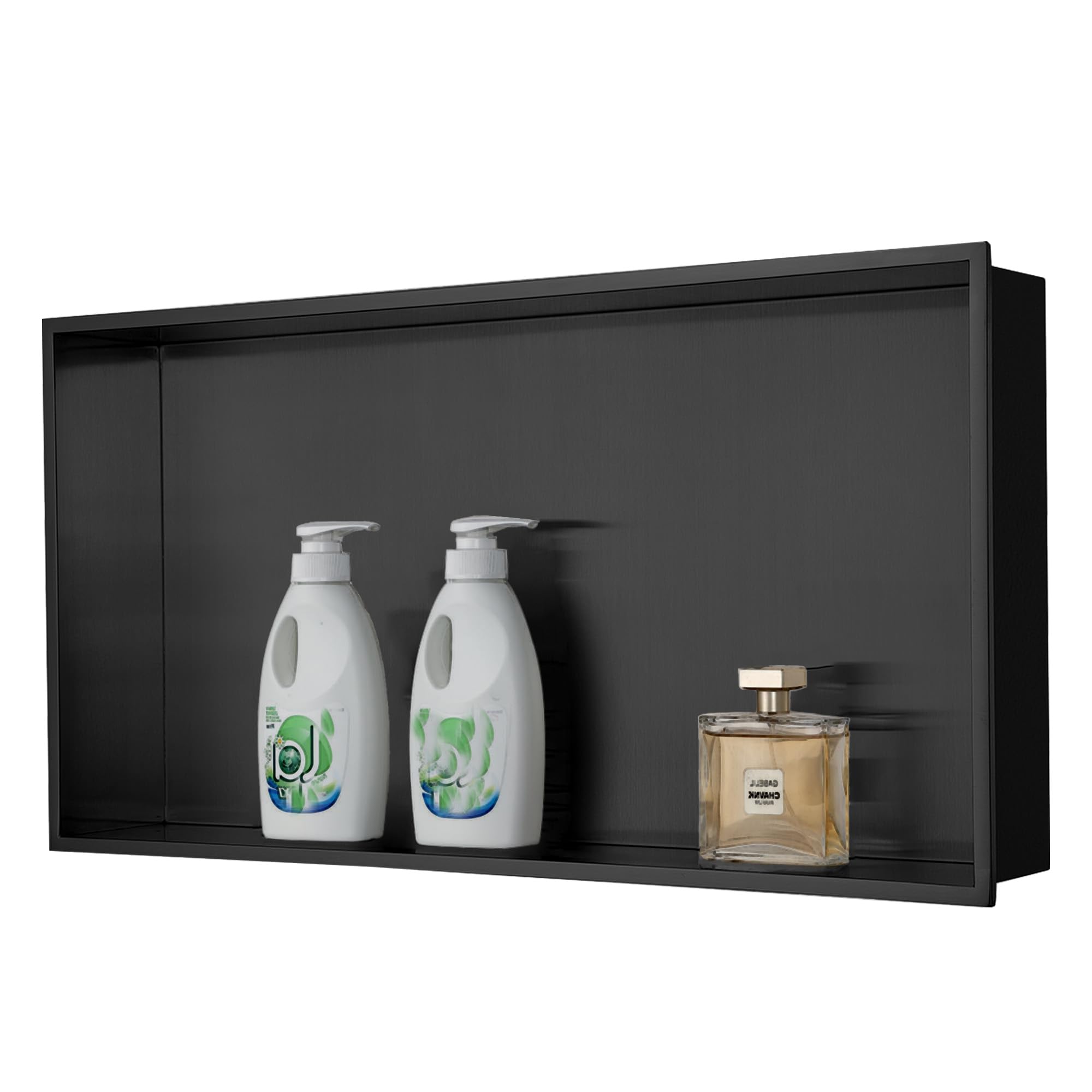 HOTIS 24 X 12 Black Shower Niche Bathroom Niche No Tile Needed Stainless Steel Niche for Shower Wall