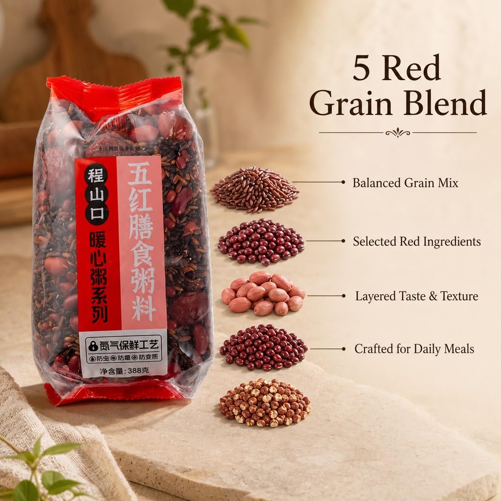 Miscela Di Porridge Misto Ai Cinque Cereali Rossi, Confezione Da 2, 388 G Ciascuno - Multicereali Ricchi Nutrienti For Colazione E Benessere, Facile Cucinare, Richiudibile