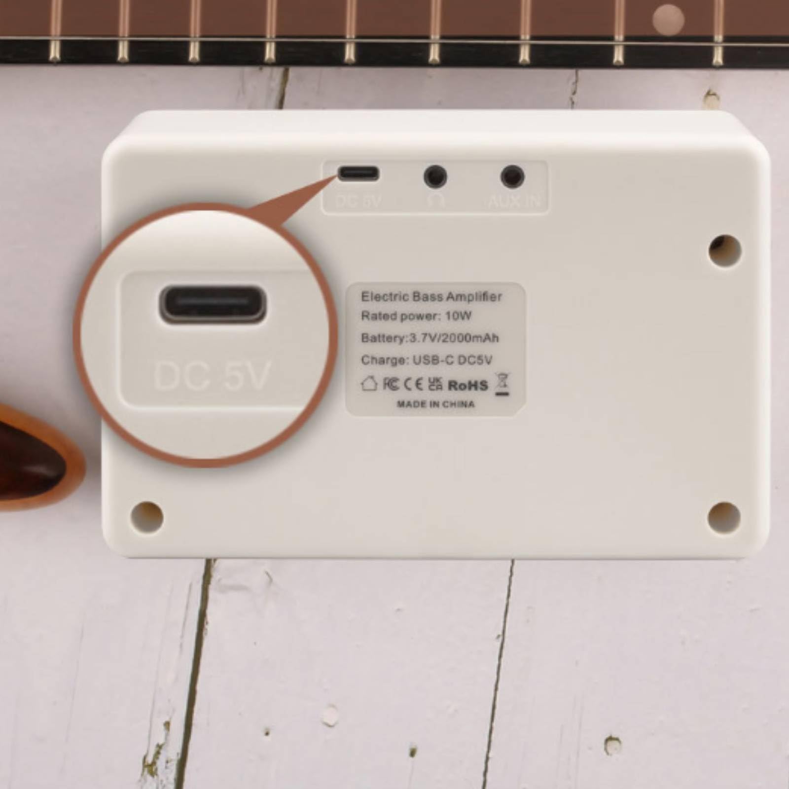 Amplificatore Portatile Basso Chitarra Elettrica 10W con Controlli Superiori Manopole Presa Ingresso Selettore Pulito, Amplificatore Per Chitarra Elettrica KG-10