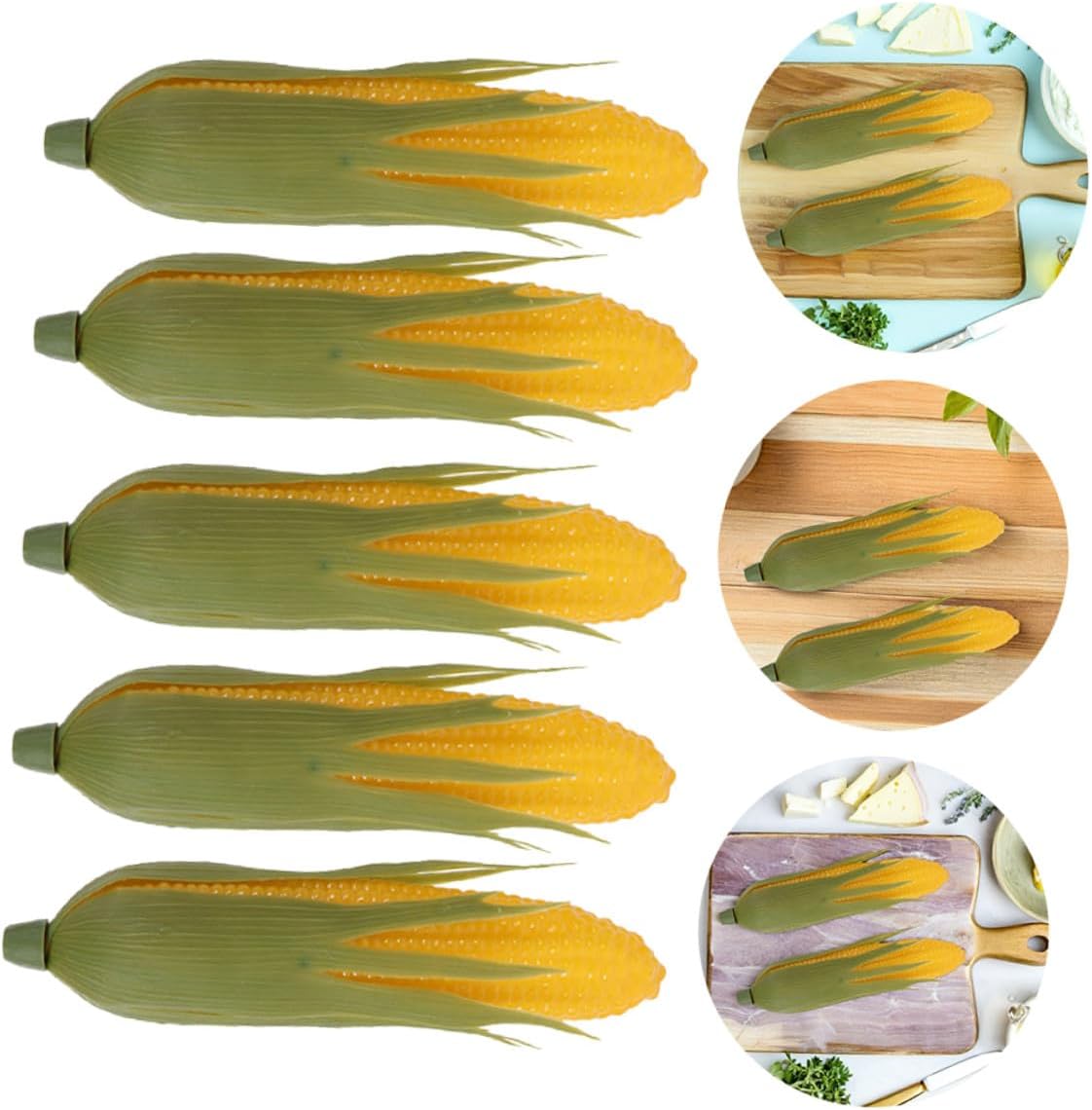 Artificial Corn Model Set 10pcs, Realistic Lifelike Fake Corn Decor with Green Husk, Sturdy Simulation Vegetable Props for Kitchen Home Party Photography and Thanksgiving