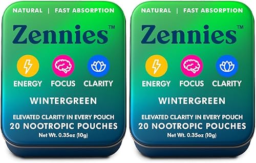 Miniatura 10 de Zennies - Bolsas nootrópicas de cafeína con Alpha GPC, L-tirosina y L-teanina, melena de león, Cordyceps, Reishi, sin nicotina, sin azúcar ni