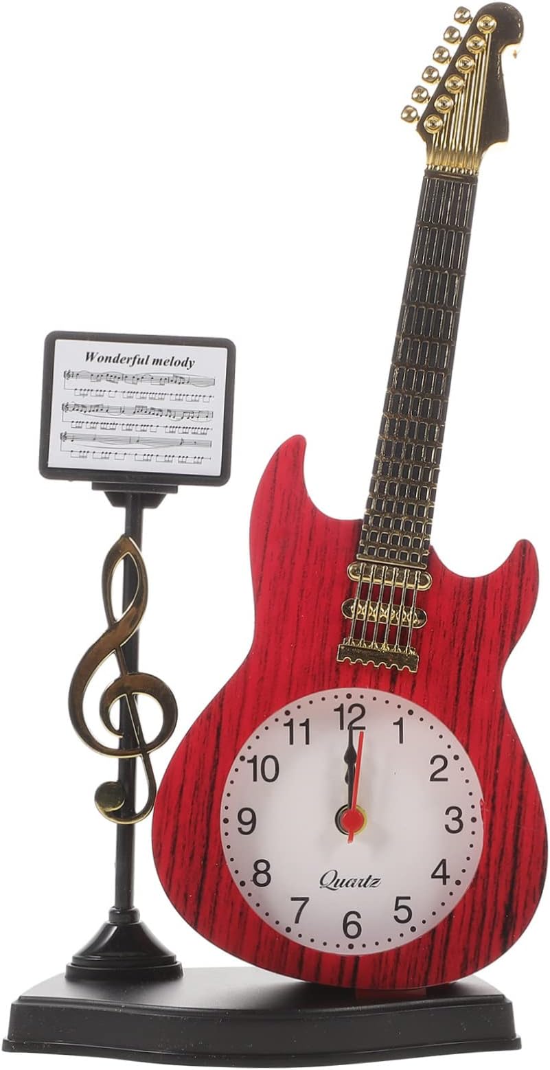Toyvian Guitar Alarm Clock Music Note Clock Guitar Holiday Musical Bedside Alarm Musical Mantel s Violin Music Decor Household Birthday Present Student Plastic
